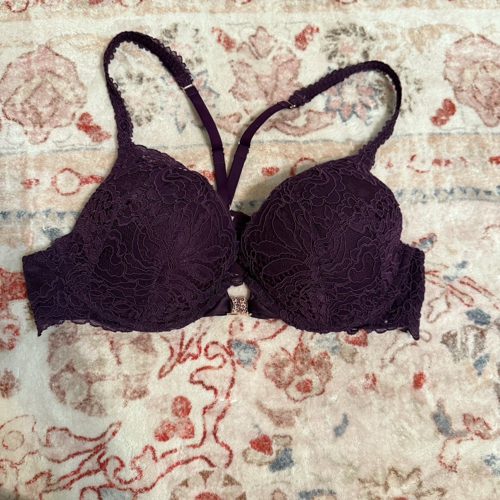 Savage‎ x fenty Romantic Corded Lace Front-Closure Push-Up Racer Back Bra sz 36B